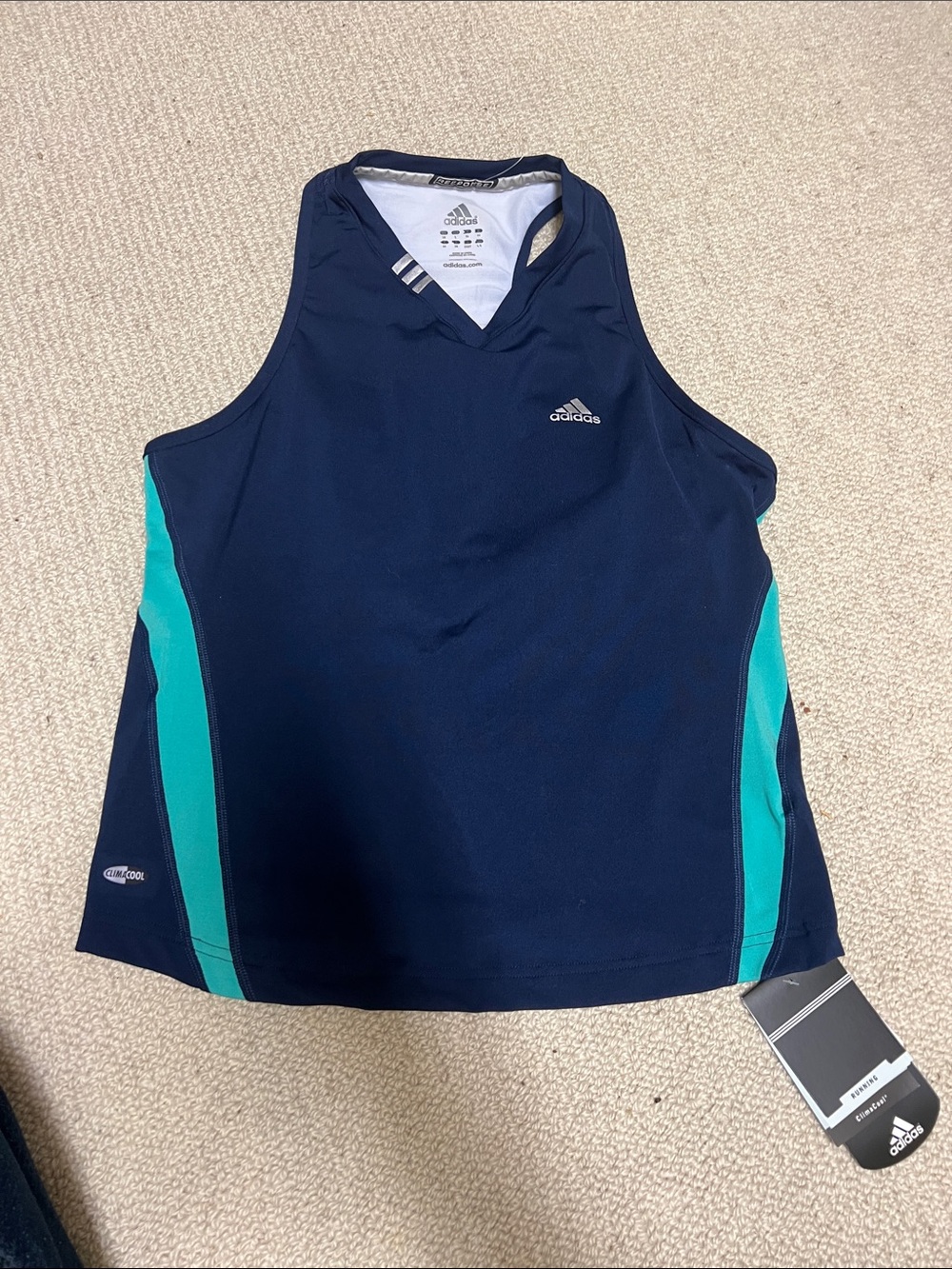 adidas Navy Swim One-Piece with Teal Side Panels